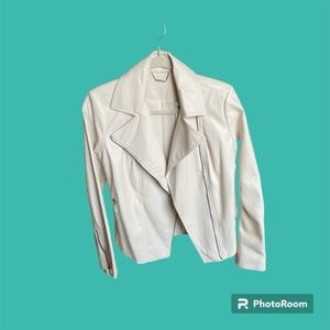 Chico’s Ivory Faux Leather Moto Style Jacket NWT Chico’s Size 0